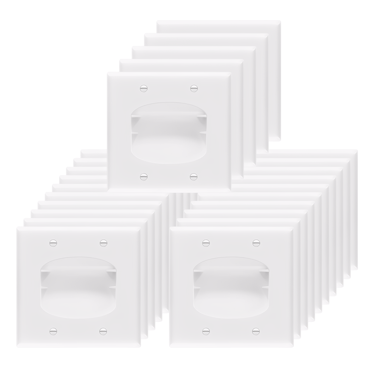 Enerlites Two Gang Recessed Cable Wall Plate