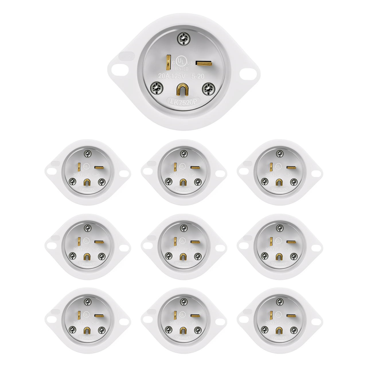Enerlites Straight Blade Flanged Inlet, 20A, 5-20PFI