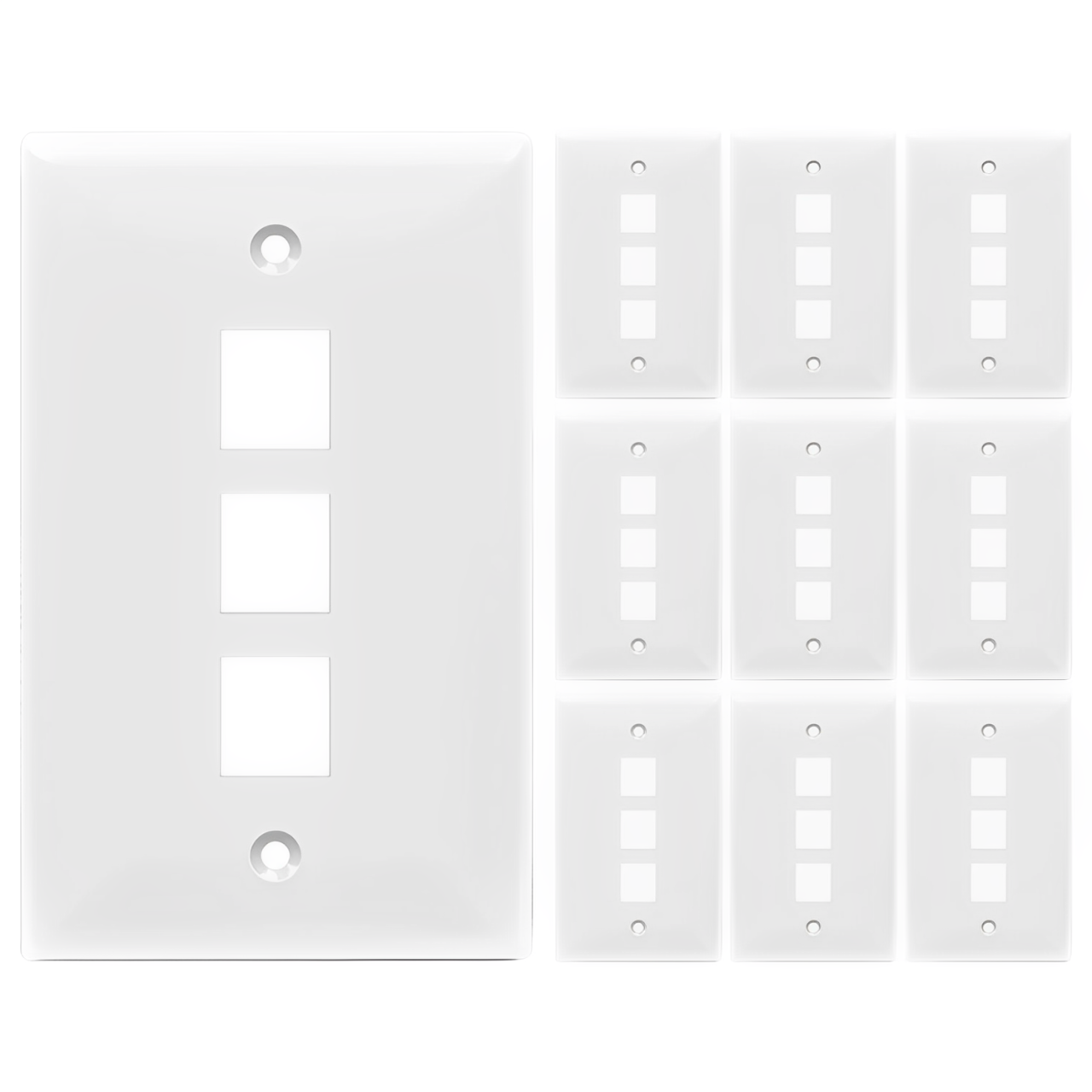 Enerlites Multimedia Face Plates 3-Port 1-Gang Keystone