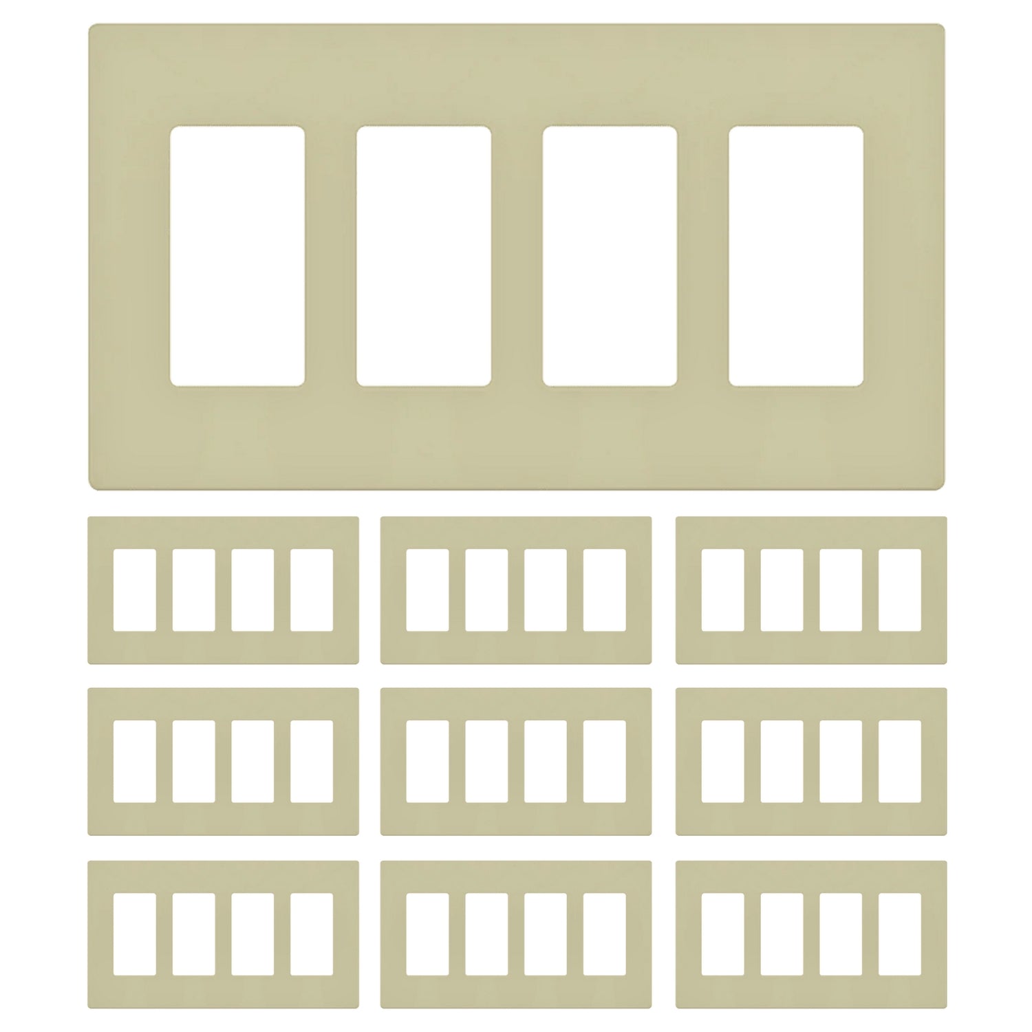 Enerlites Screwless Decorator/GFCI Four-Gang Wall Plate Mid-Size