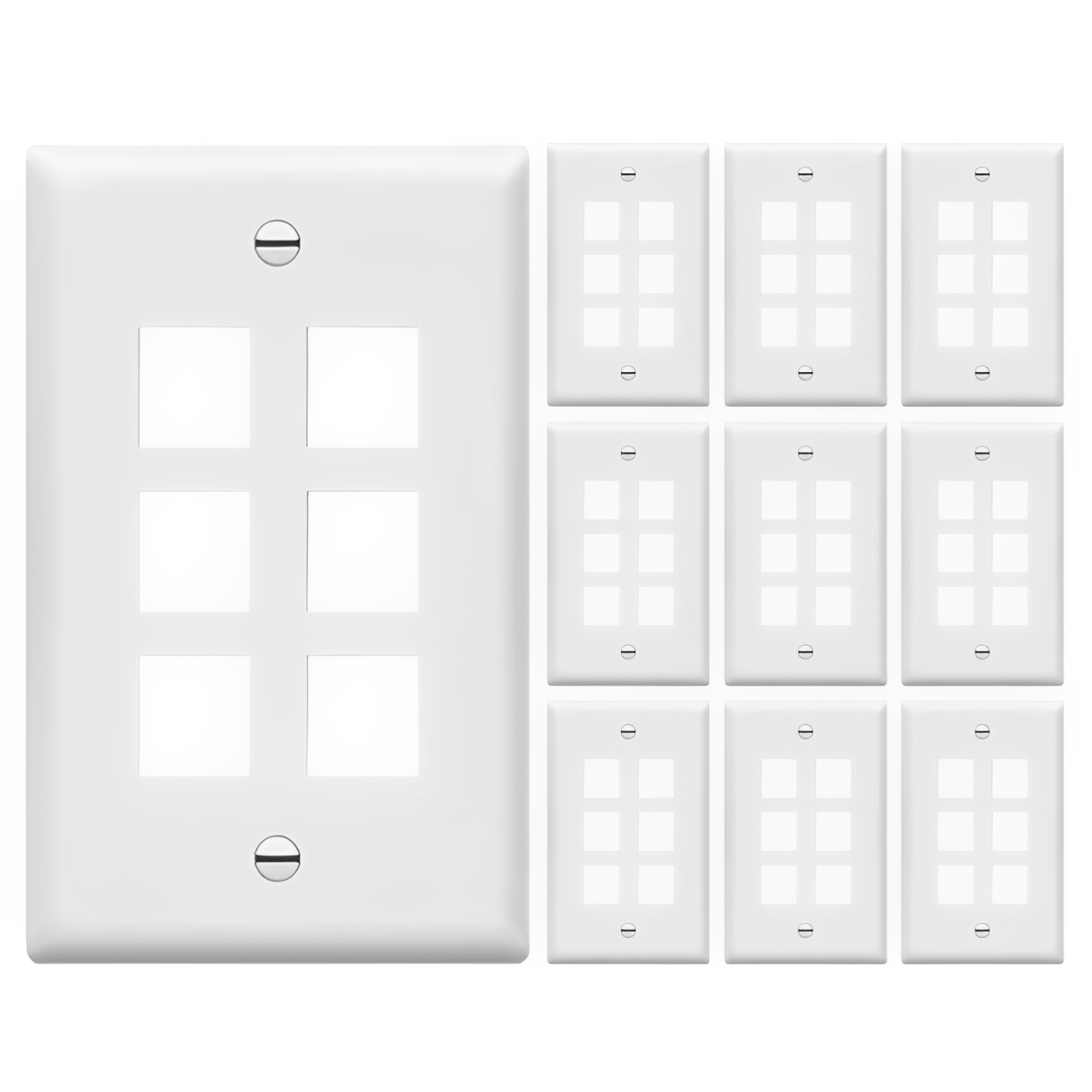 Enerlites Multimedia Face Plates 6-Port 1-Gang Keystone