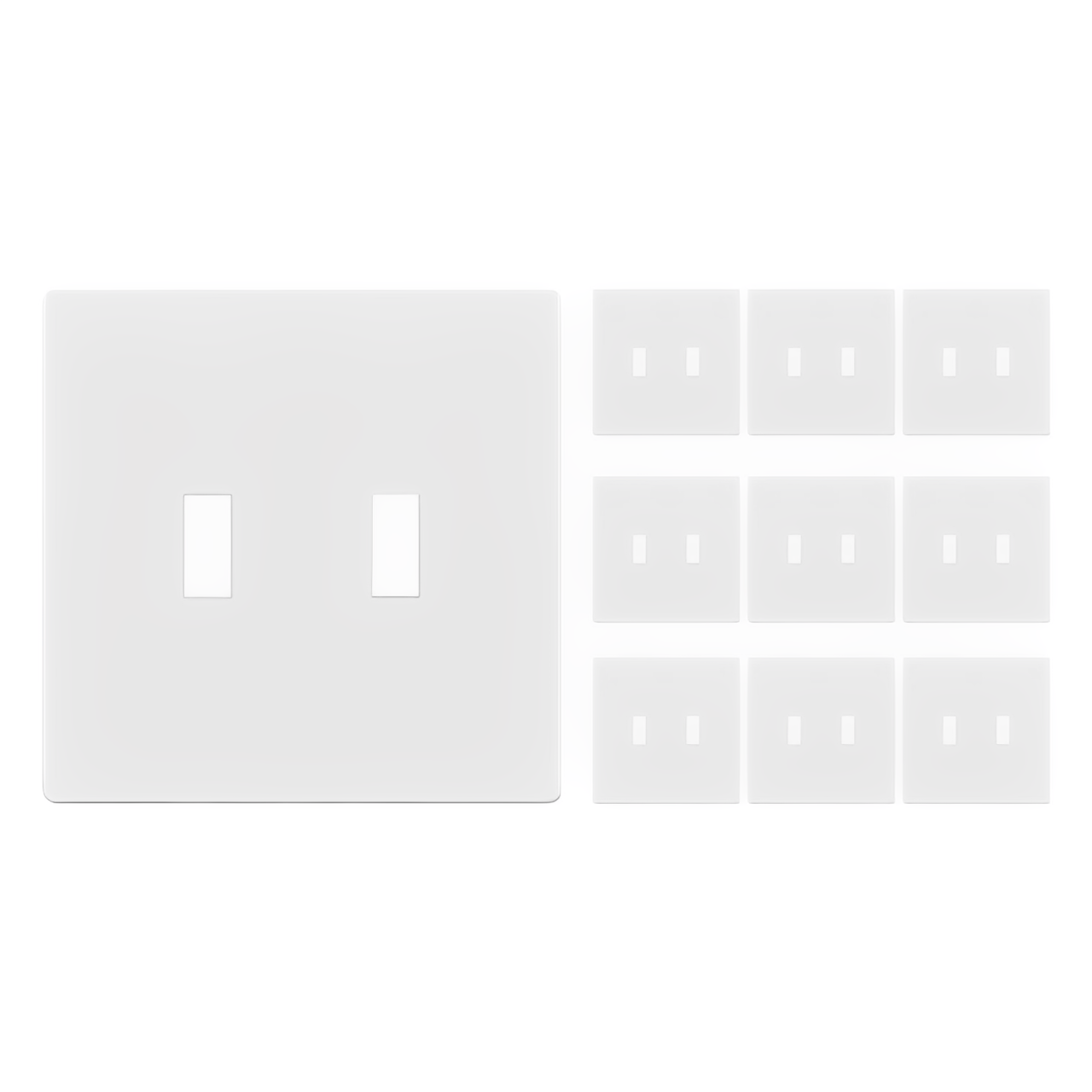 Enerlites Antimicrobial Screwless Toggle Two-Gang Wall Plate