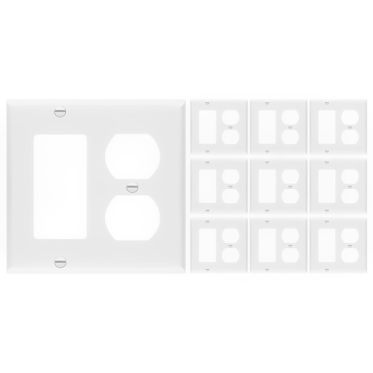 Enerlites Combination Two-Gang Wall Plate – Duplex Receptacle and Decorator/GFCI
