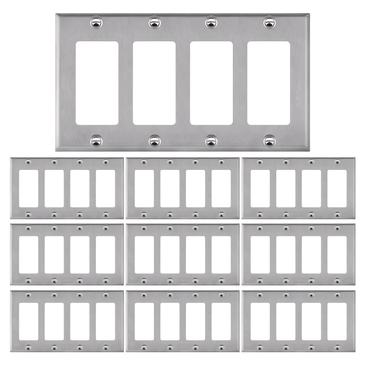 Enerlites Decorator/GFCI Four-Gang Metal Wall Plate