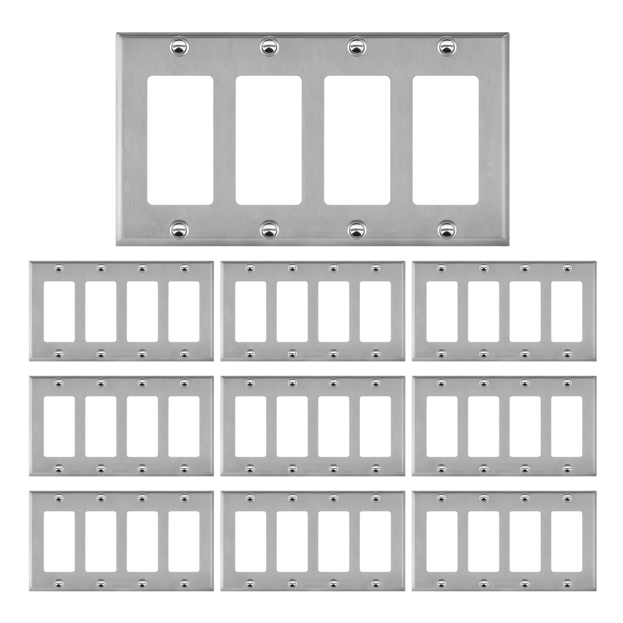 Enerlites Decorator/GFCI Four-Gang Metal Wall Plate, Mid-Size