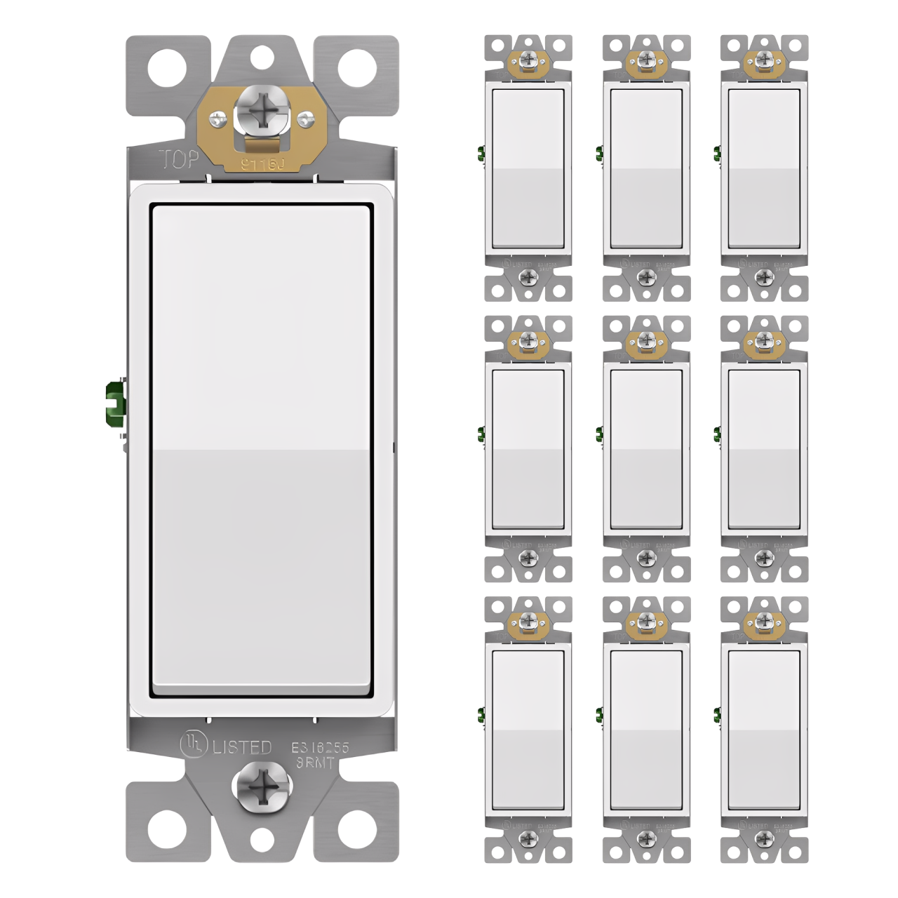 Enerlites Matte Finish Residential Grade 15A Decorator Switch, Single Pole