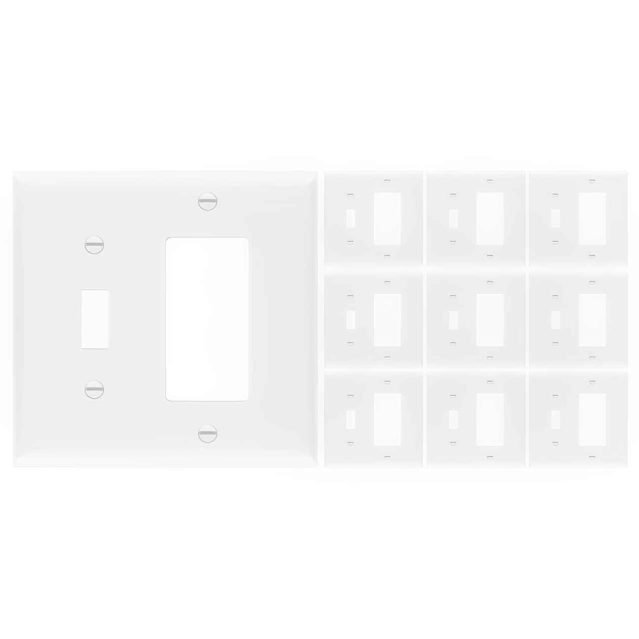 Enerlites Combination Two-Gang Wall Plate – Toggle and Decorator/GFCI, Mid-Size