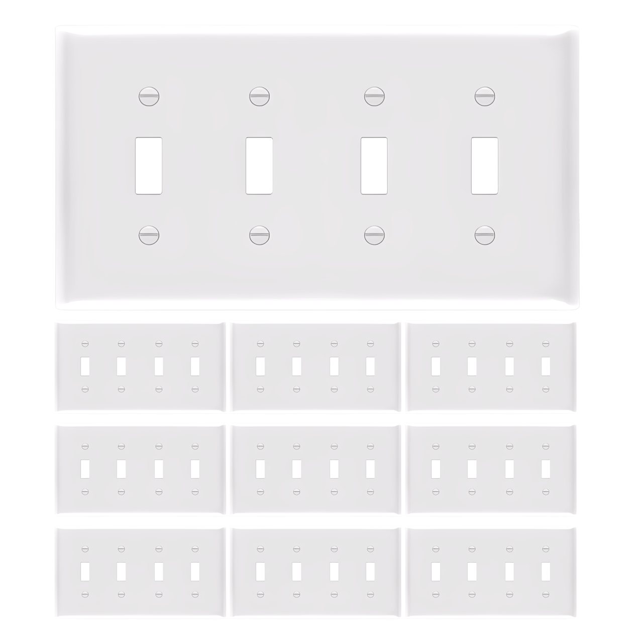 Enerlites Toggle Switch Four-Gang Wall Plate, Mid-Size