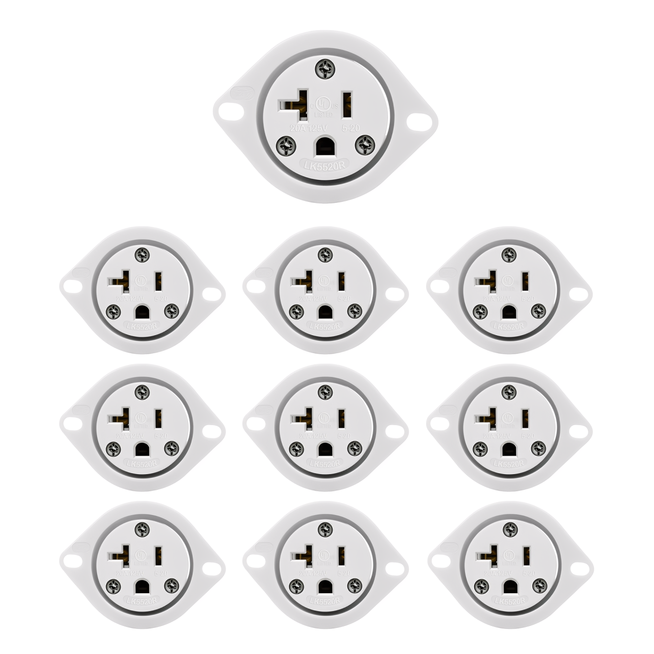 Enerlites Straight Blade Flanged Outlet, 20A, 5-20RFO