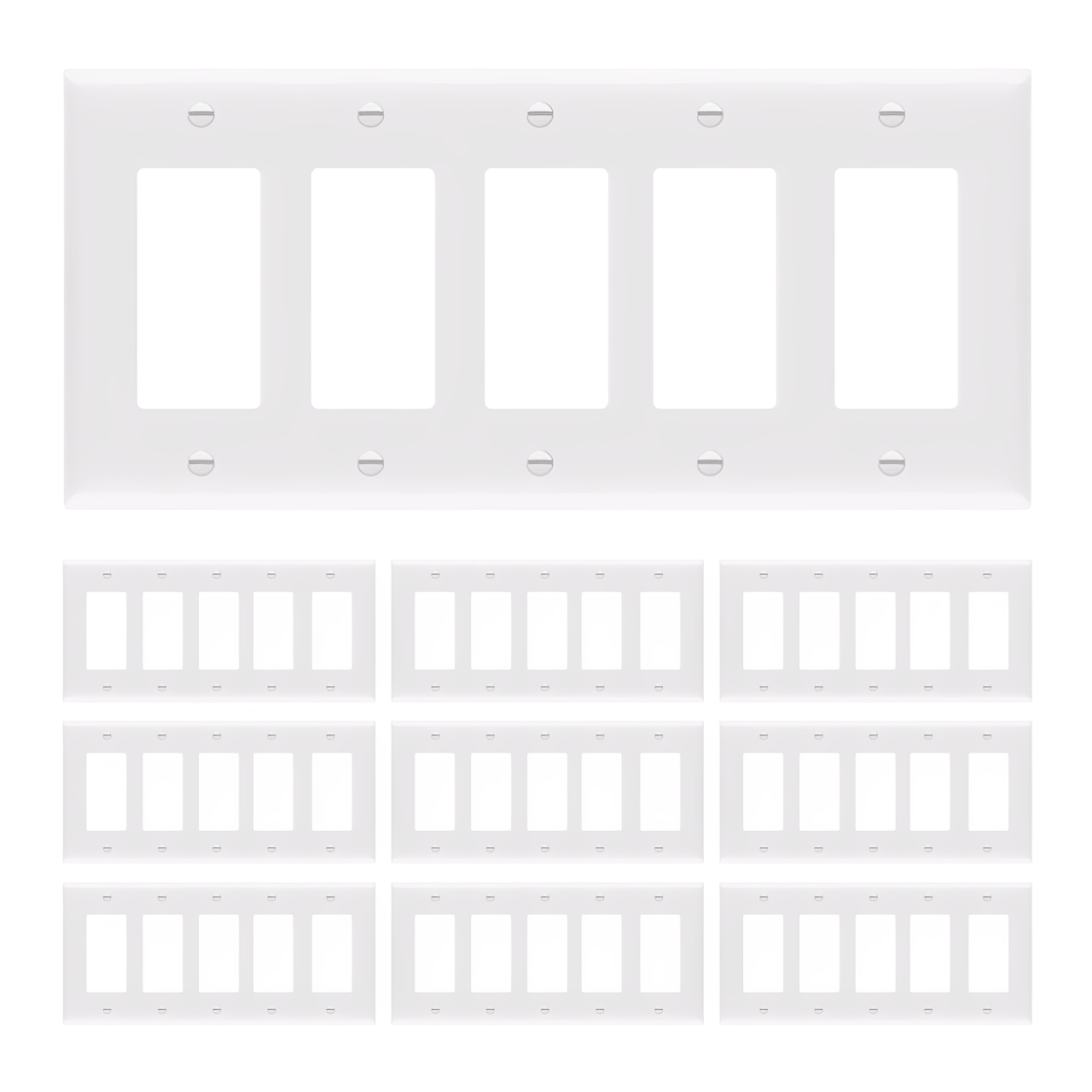 Enerlites Decorator/GFCI Five-Gang Wall Plate, Mid-Size
