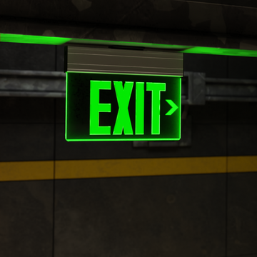 The exit sign has US standard red 6" high letters with 3/4" strokes that are visible from up to 100 feet away for maximum visibility.