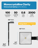 LED Solar Sidewalk Lights, Dusk to Dawn Photocell, 100 Lumens