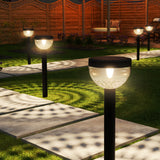 Solar Garden LED Path Lights, Round, Bloom, Dusk to Dawn Photocell