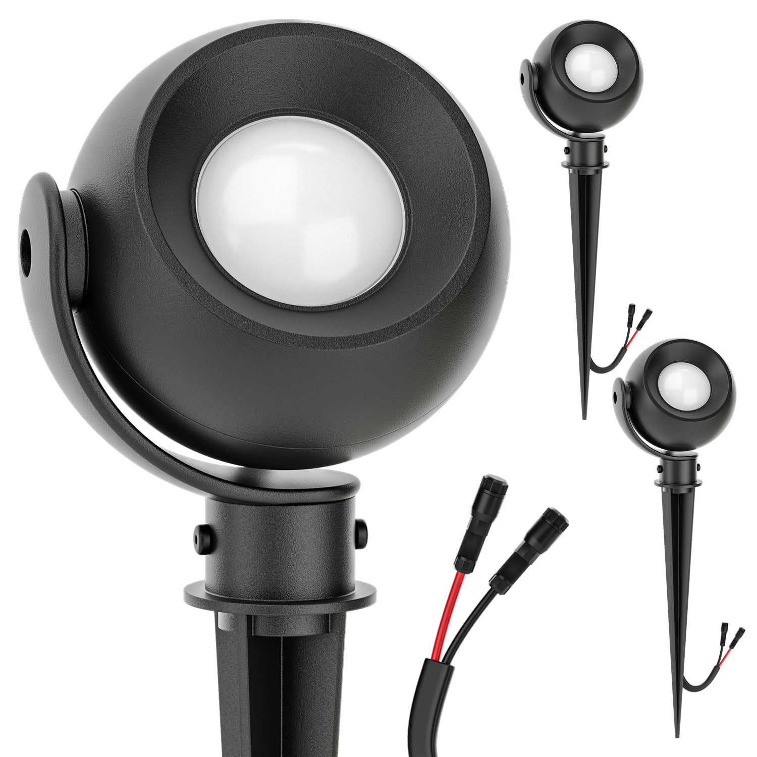LED Landscape Orb Spotlight, Low Voltage, Selectable CCT, 300 Lumens 2 Pack