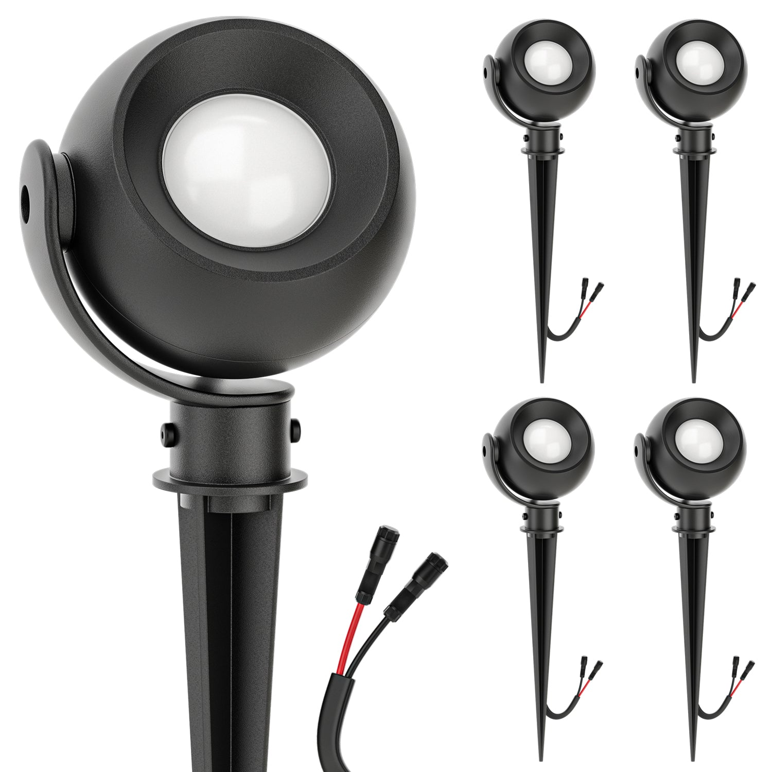 LED Landscape Orb Spotlight, Low Voltage, Selectable CCT, 300 Lumens 4 pack