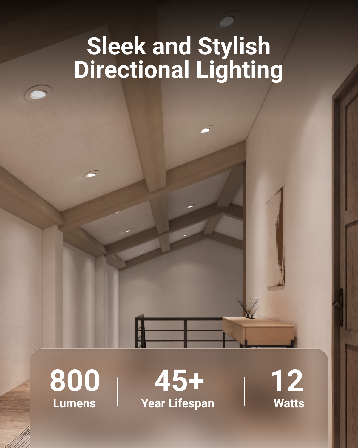 Recessed LED Retrofit Lighting, 5/6 Inch, Gimbal, Selectable CCT, 800 Lumens (Pure White Trim)