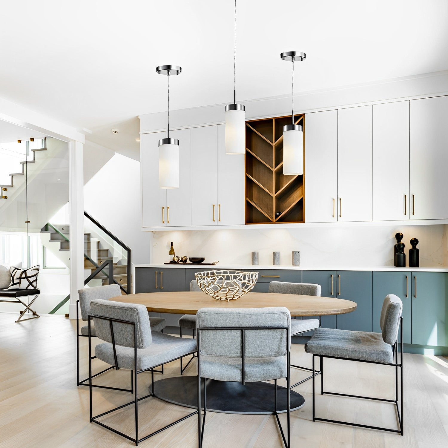 3 1/2" Satin Nickel & Opal White Glass Cylinder LED Mini Pendant Light, P058 Series