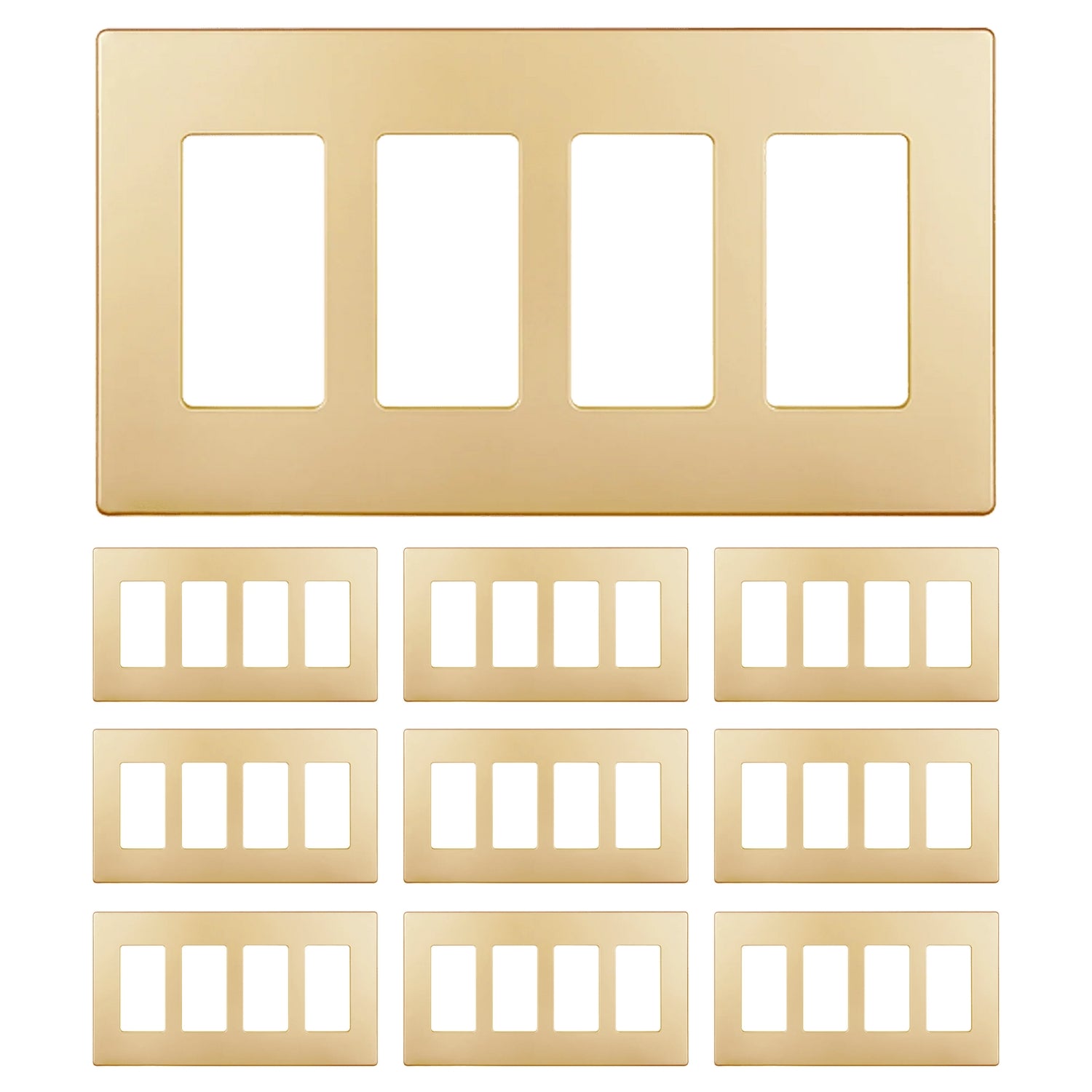 Enerlites Screwless Decorator/GFCI Four-Gang Wall Plate