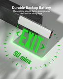 In case of a power outage, the backup battery automatically illuminates (90 minutes) the fixture and light the way to safety.
