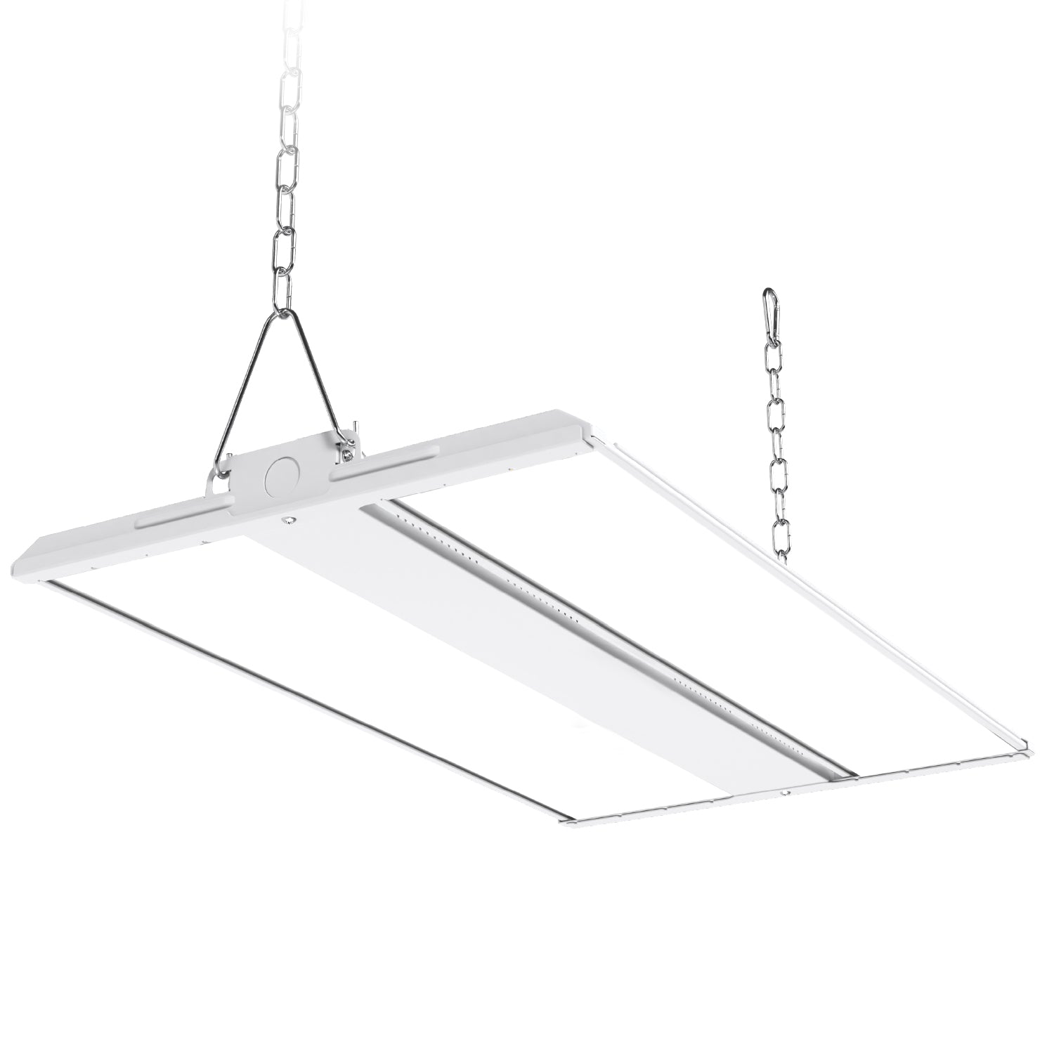 Installation is simple and effortless with durable hanging chains and V hooks.
