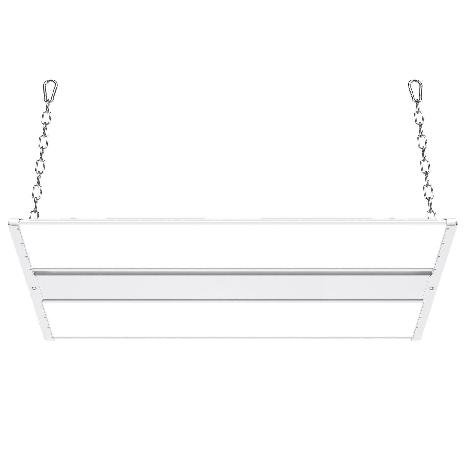Installation is simple and effortless with durable hanging chains and V hooks.
