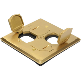Enerlites 2-Gang Brass Floor Box Cover With Flip Lid