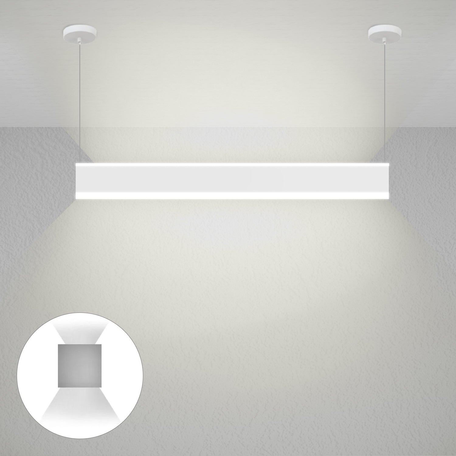 2ft LED Linear Pendant Up/Down Light, 25W/20W/15W, Selectable Wattage & CCT, 3200 Lumens
