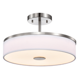Round LED Satin Nickel Ceiling Light, Sundecor, Semi-Flush Mount, Selectable CCT