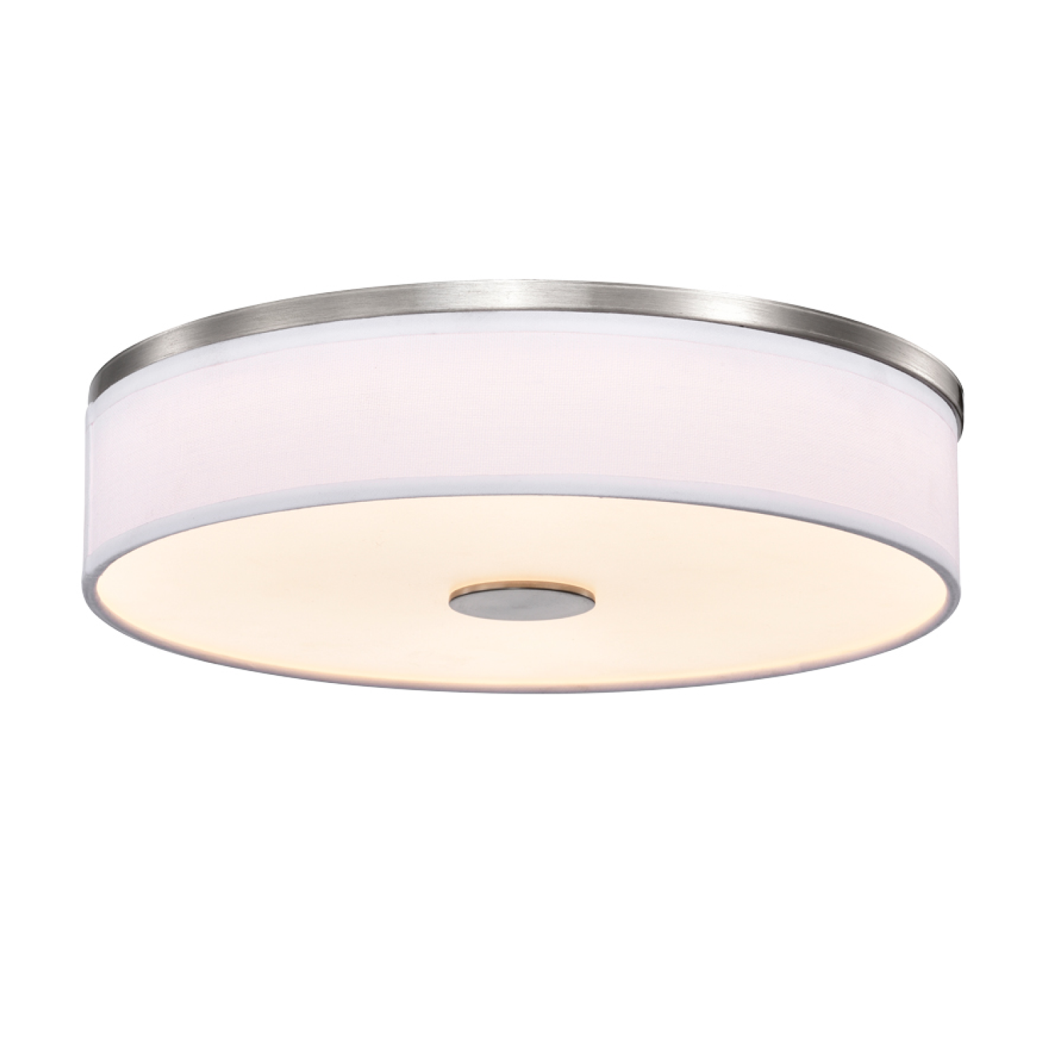 Round LED Satin Nickel Ceiling Light, Sundecor, Surface Mount, Selectable CCT