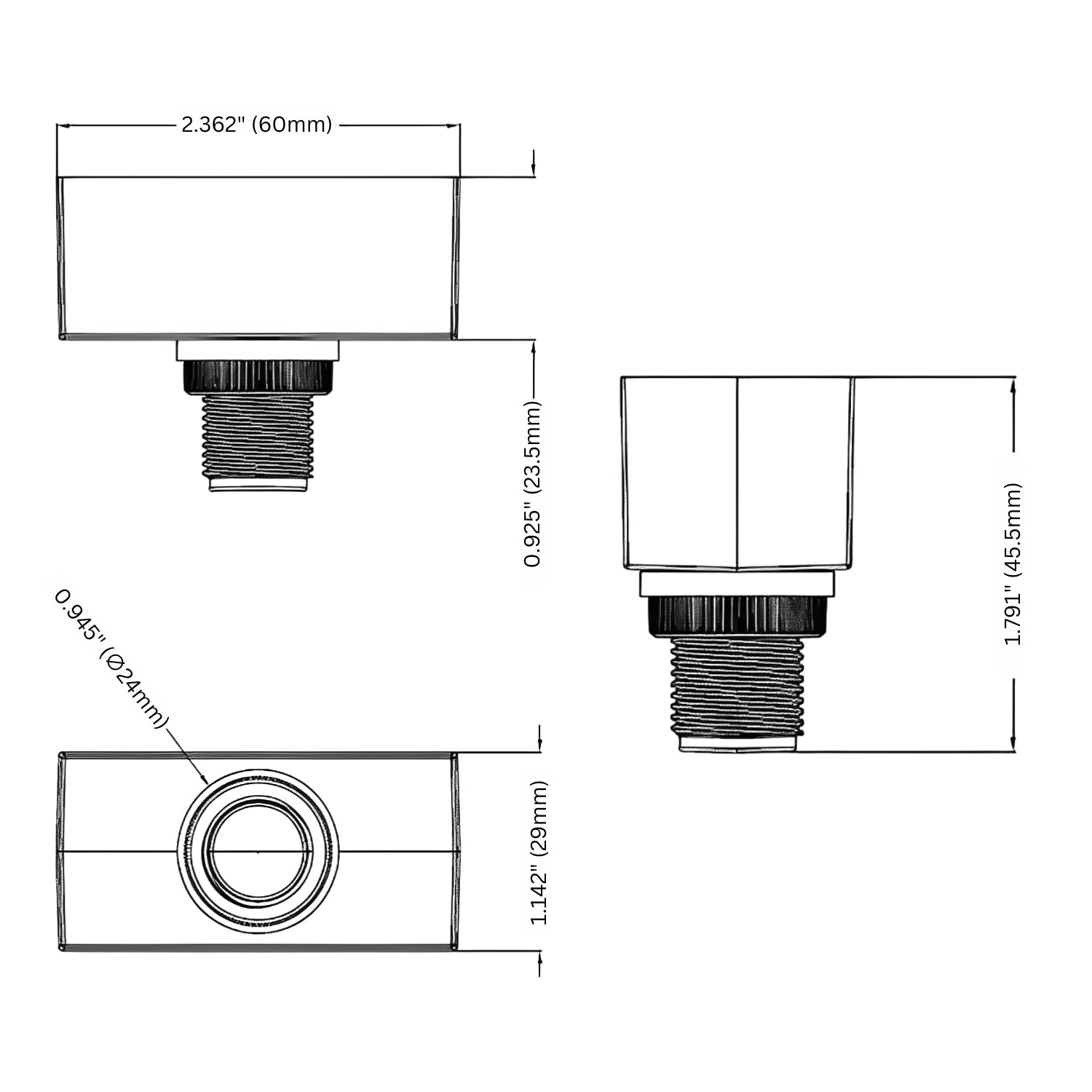 Dimension of photocell sensor for wall pack light fixture or commercial wall pack lights