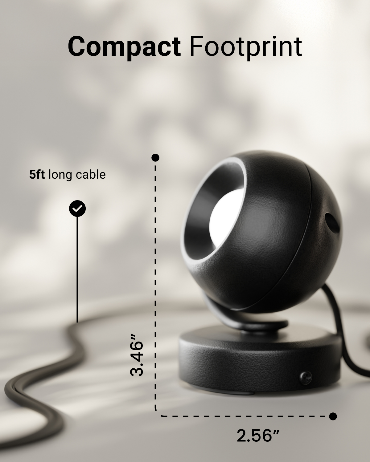LED Black Orb Spotlight, Selectable CCT, 300 Lumens