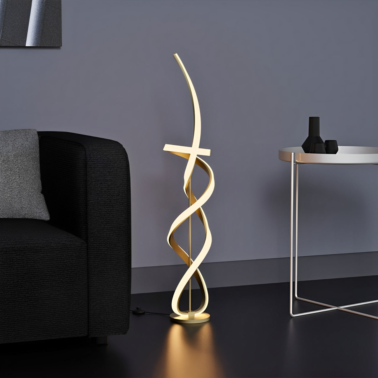 55" Matte Gold LED Floor Lamp, 2400 Lumens