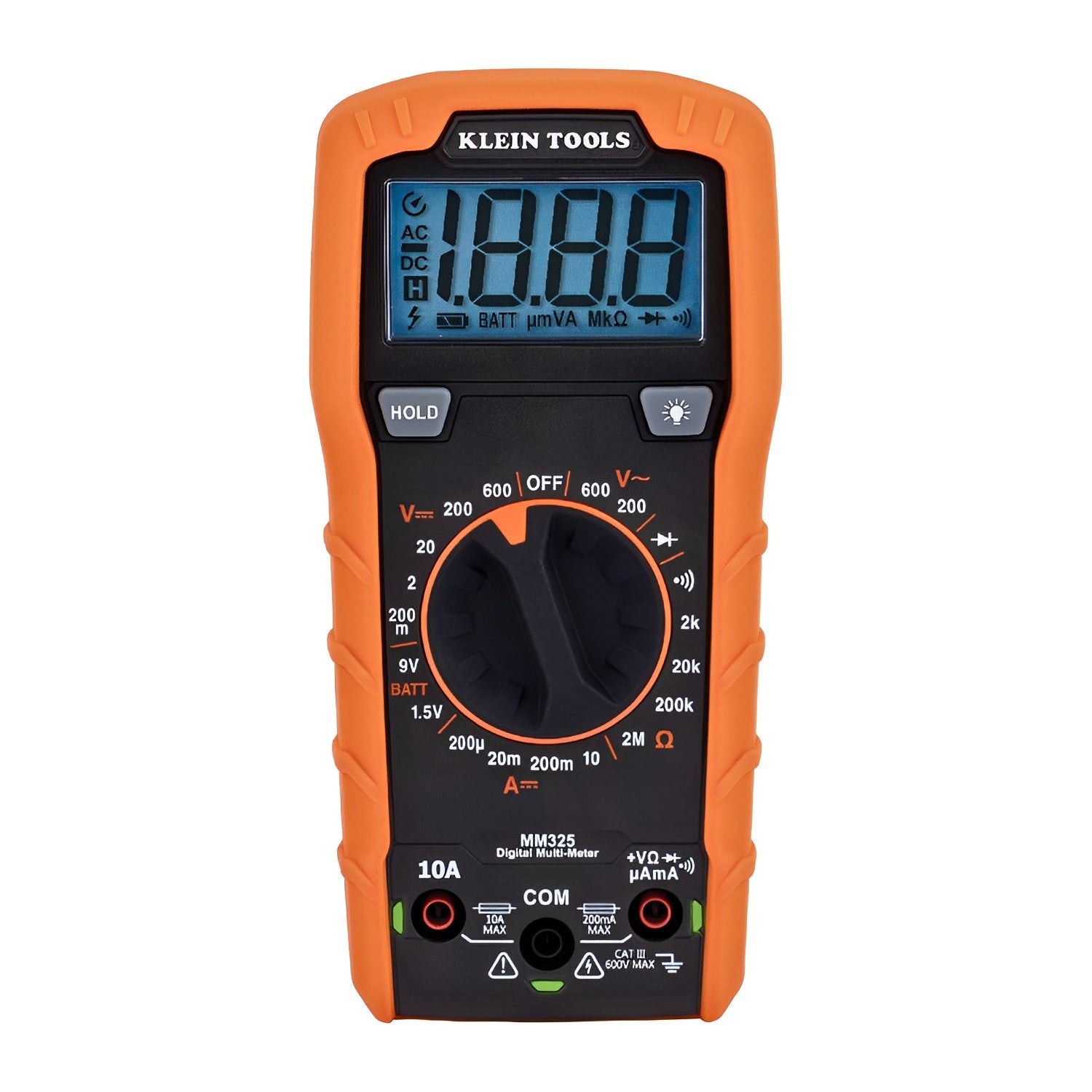 Klein Tools MM325 Multimeter, Digital Manual-Ranging 600V AC/DC Voltage Tester, Tests Batteries, Current, Resistance, Diodes, and Continuity