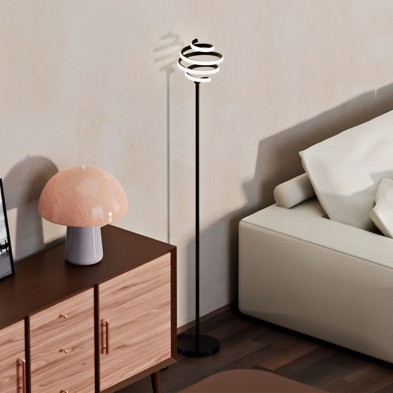 59" Sand Black LED Floor Lamp, 1100 Lumens