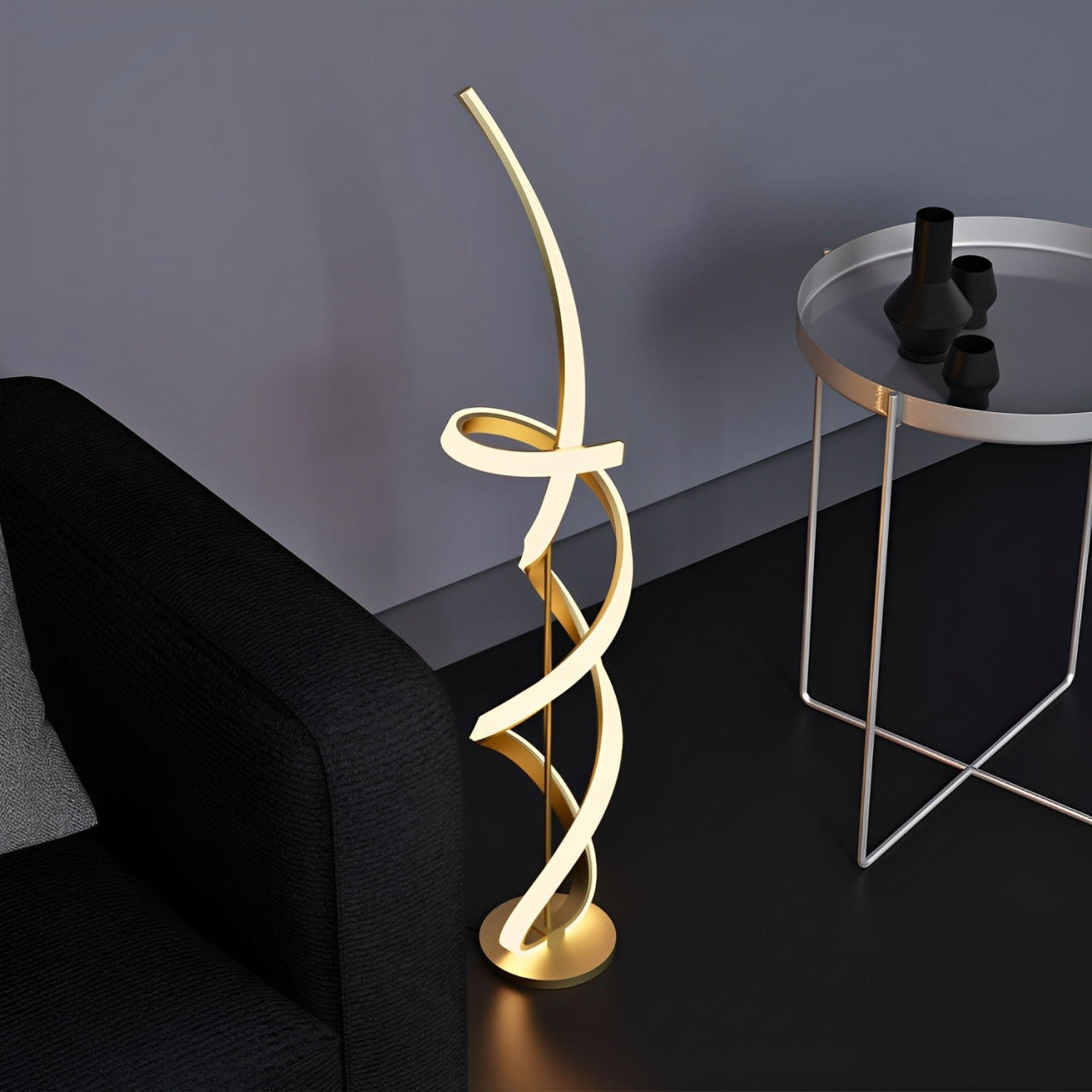 55" Matte Gold LED Floor Lamp, 2400 Lumens