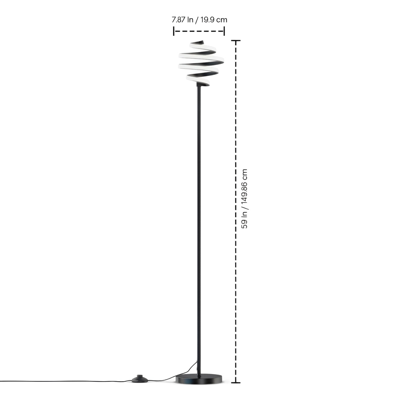 59" Sand Black LED Floor Lamp, 1100 Lumens