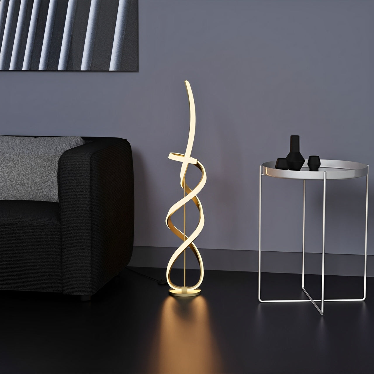 55" Matte Gold LED Floor Lamp, 2400 Lumens