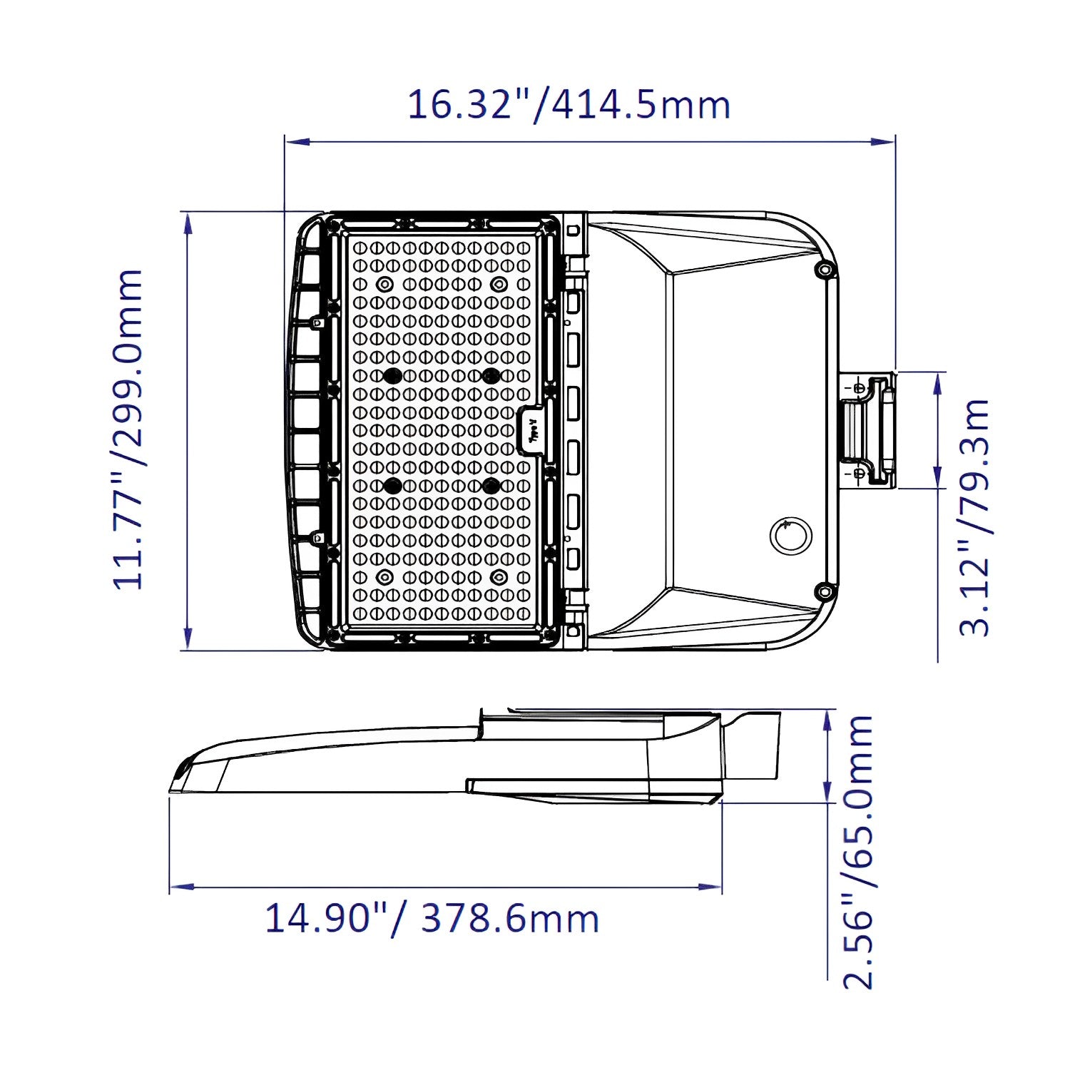 Dimension of led parking lot light with photocell or led shoebox light