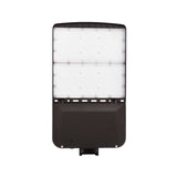 Front view of parking lot flood light or parking lot lights with pole