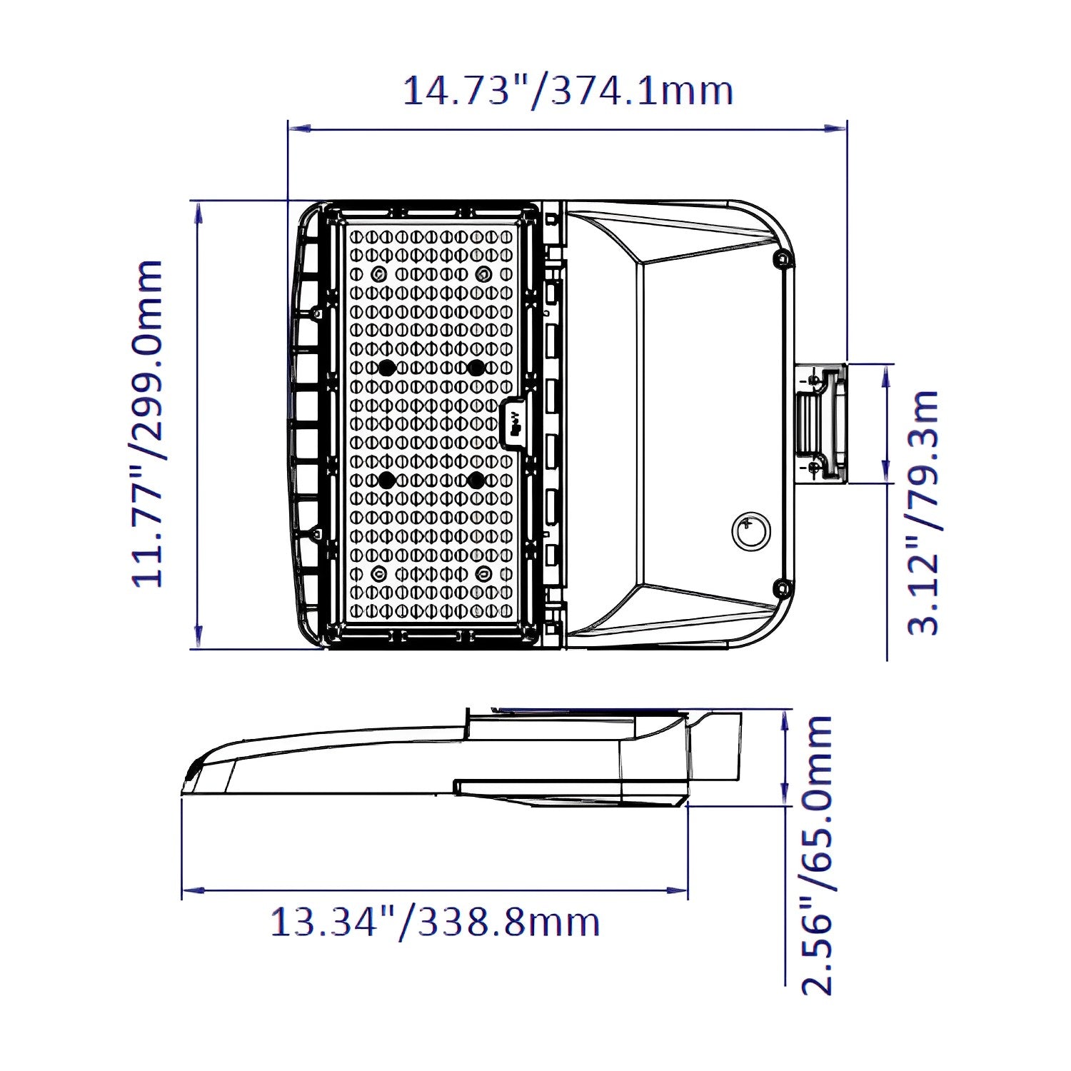 Dimension of commercial parking lot light led pole light or parking lot light fixture
