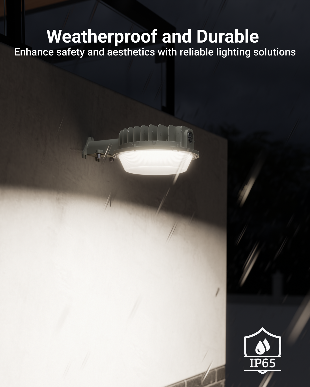This wet rated LED barn light fixture is built to withstand extreme weather conditions and designed with excellent heat dissipation to cool the fixture with ambient air.