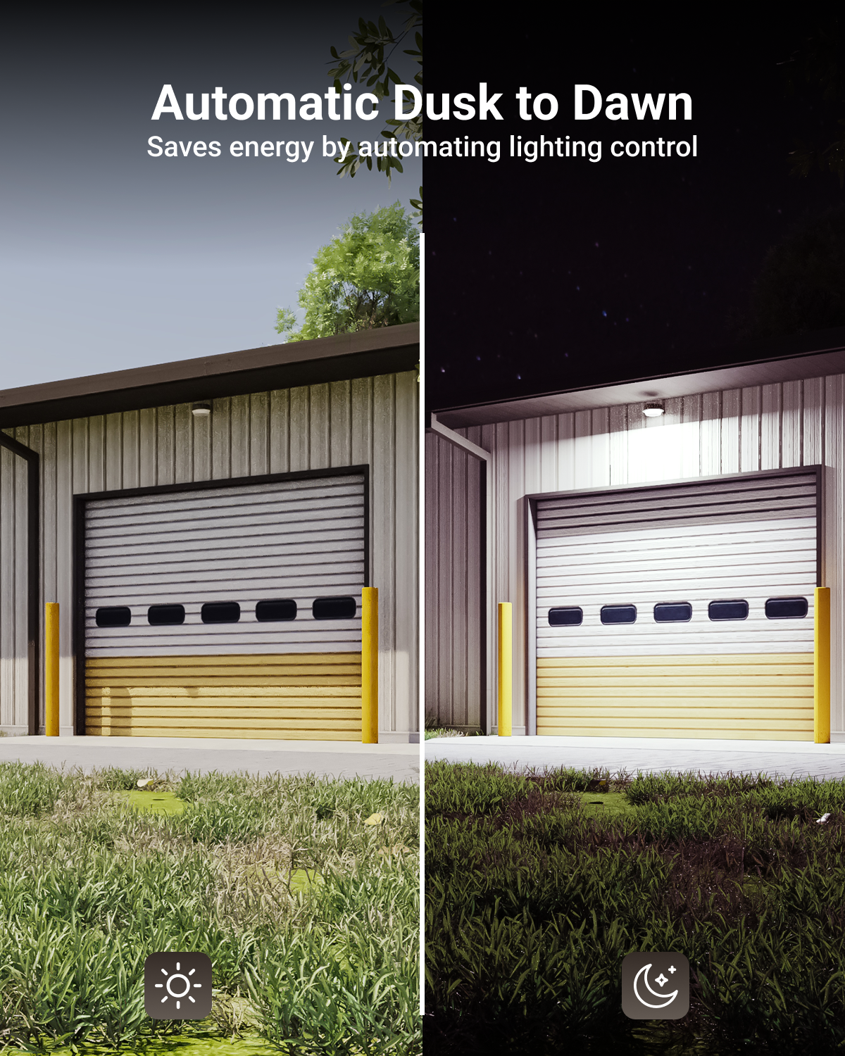 Ideal for parking lots, entryways, walkways, yards, loading docks. Photocell sensor included and can be easily wall mounted or pole mounted with optional gooseneck pole.