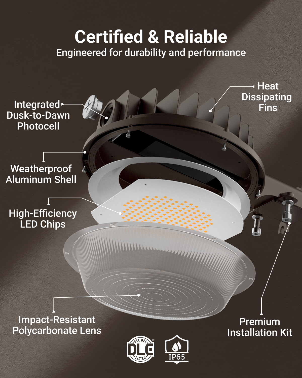 The LED Barn Light replaces outdated HID fixtures to improve your energy efficiency and reduce maintenance costs.