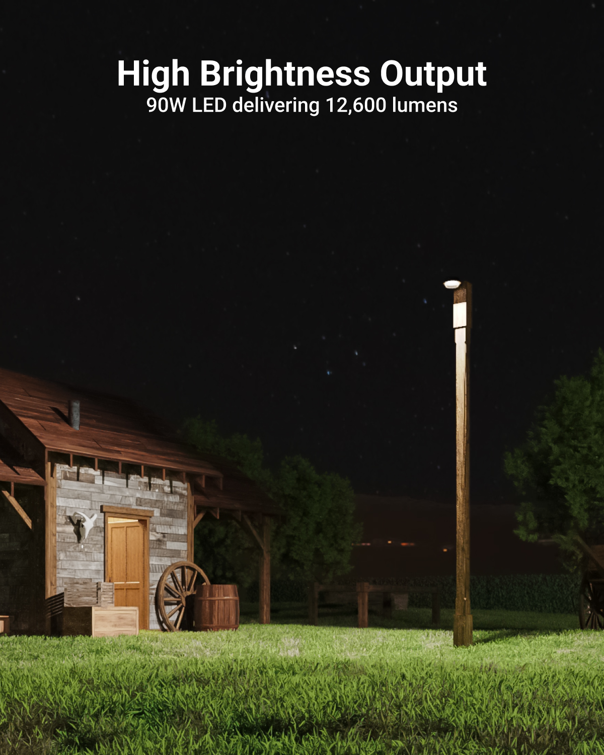 The barn light can light up large spacious areas with no buzzing and flickering.