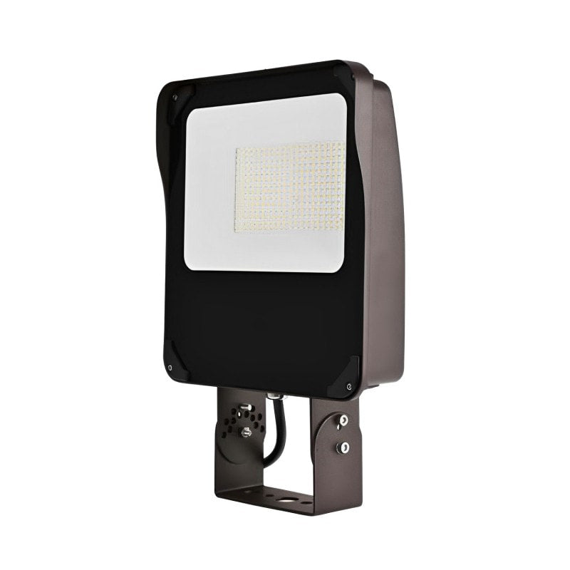LED Flood Light, Yoke Mount, Dark Bronze, 120W/98W/71W/52W, Dusk to Dawn Photocell, Selectable Wattage & CCT, 18000 Lumens