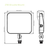 LED Flood Light, Knuckle Mount, Dusk to Dawn Photocell, 27W/20W/15W/11W, Selectable Wattage & CCT, 3600 Lumens
