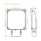 LED Flood Light, Yoke Mount, Dark Bronze, 120W/98W/71W/52W, Dusk to Dawn Photocell, Selectable Wattage & CCT, 18000 Lumens