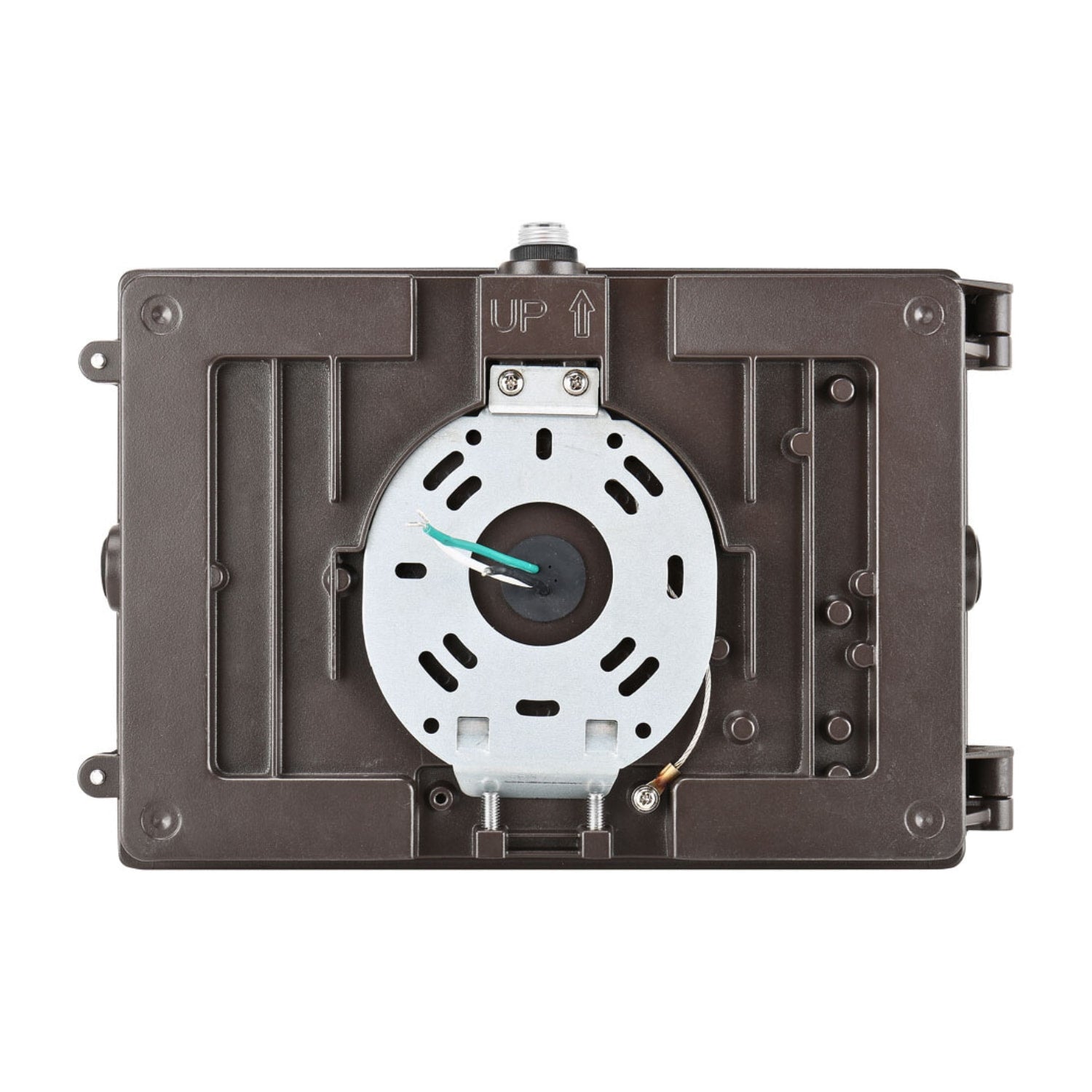 Back View of outdoor led parking lot light or outdoor wall pack light fixture