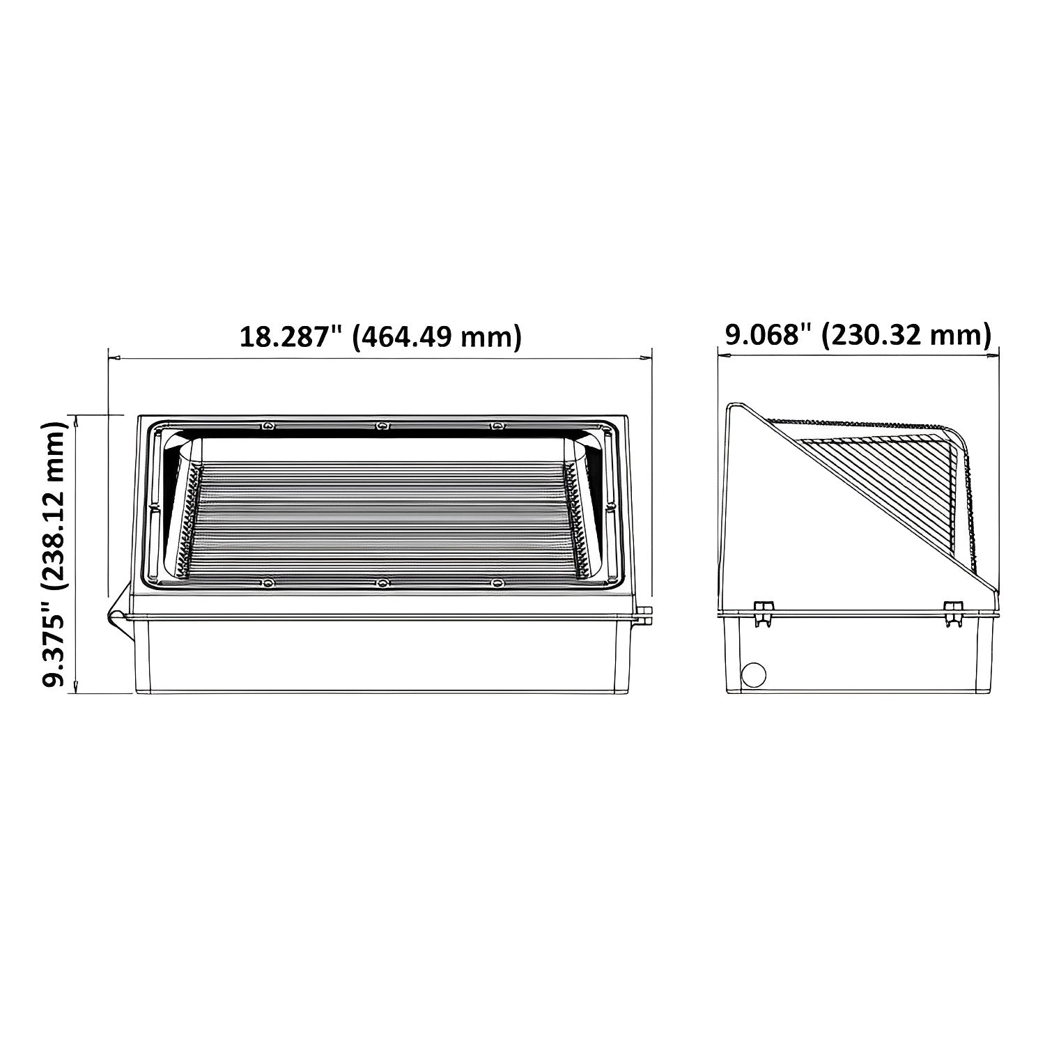 LED Semi Cutoff Wall Pack, Dusk to Dawn Photocell, 150W, Dimmable, 19500 Lumens
