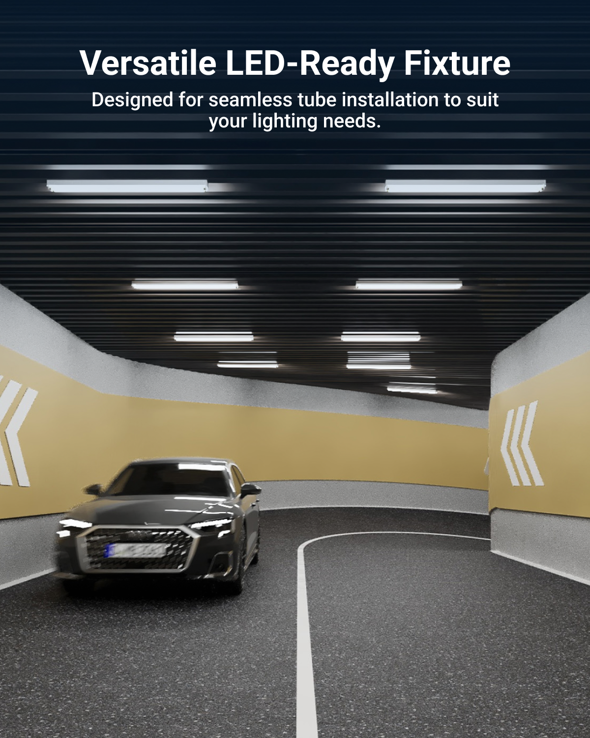 The wraparound provides bright, uniform lighting for spacious areas.